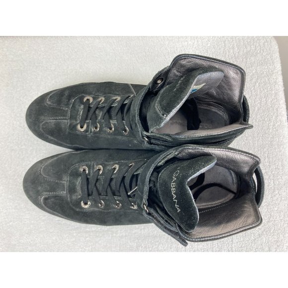 Dolce & Gabbana Black Suede Leather Hightop Sneakers 8 - Picture 4 of 8
